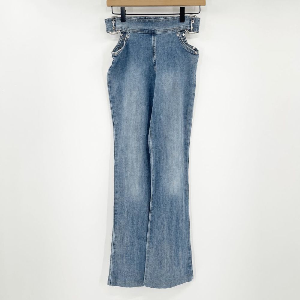 I Am Gia Bootcut Jeans Women's Size XS Blue Bootcut Cut Out Hips Medium Wash - Picture 2 of 6